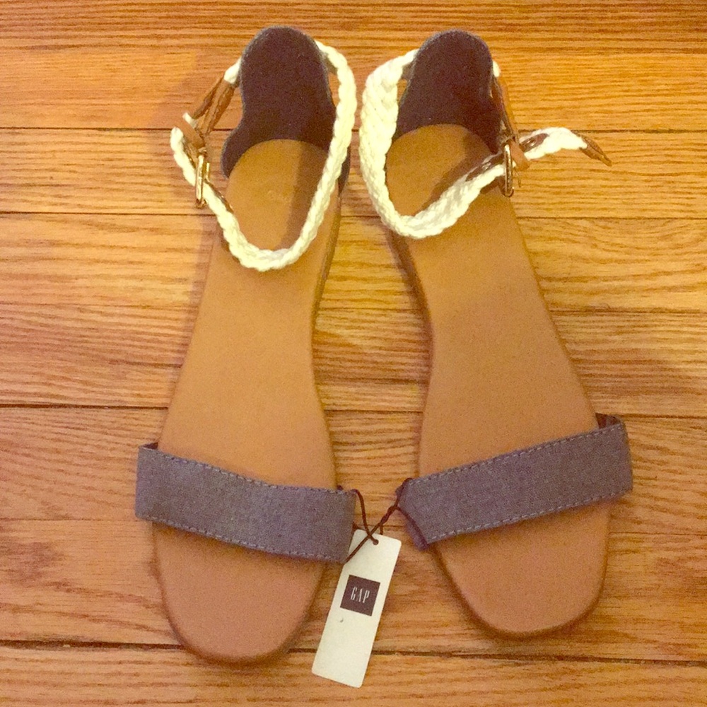 White and denim flats